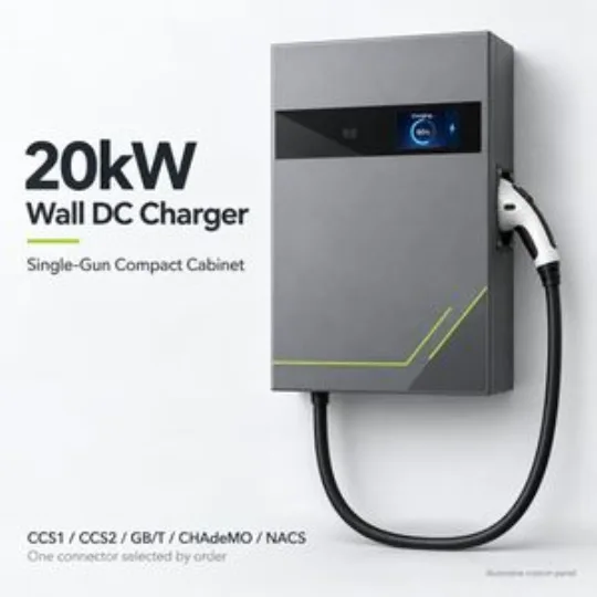 20kW Wall Mounted Single Gun DC Charger Commercial OCPP Charging