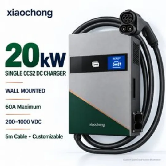 20kW Wall Mounted DC EV Charger Single CCS2 Commercial Forest Copper Panel
