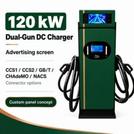 120kW Dual Gun DC EV Charger Advertising Screen Commercial Charging Station