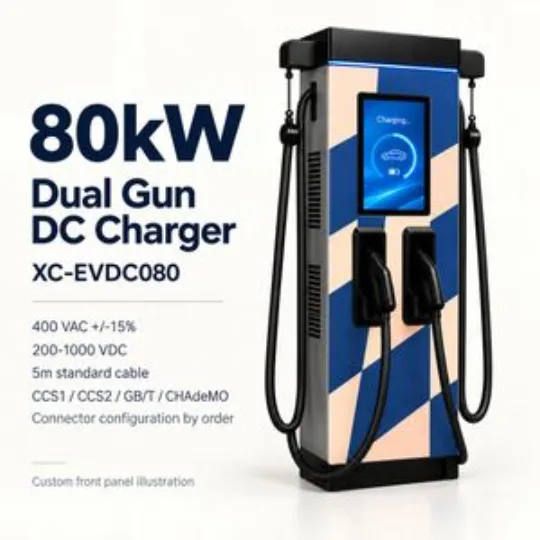 80kW Dual Gun Floor Mounted DC EV Charger with Dynamic Allocation