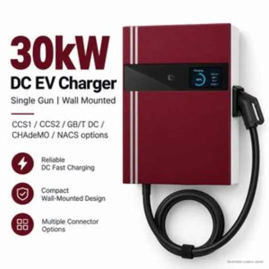 30kW Single Gun Wall Mounted DC EV Charger OCPP1.6J Charging Station