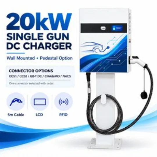20kW Wall Mounted Single Gun DC EV Charger OCPP LCD RFID