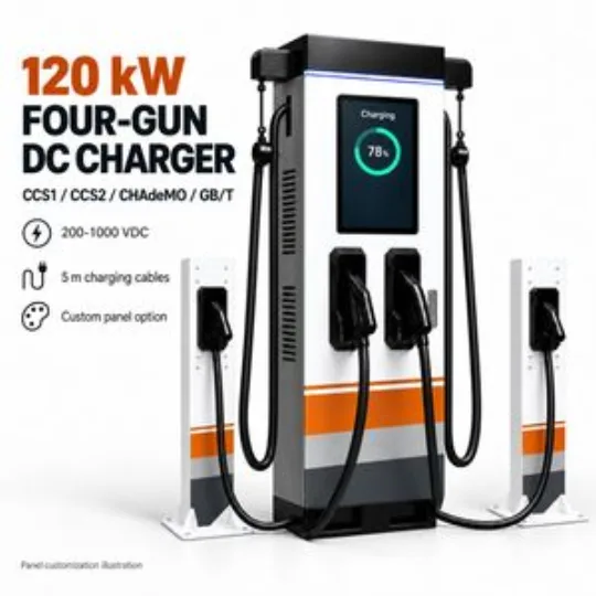 120kW Four Gun DC EV Charger Custom Panel Fleet Charging Station