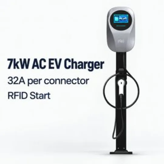 7kW AC EV Charger Wall Mounted Electric Car Charging Station with RFID