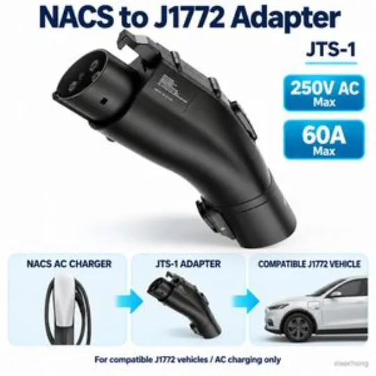 Jts-1 Nacs to J1772 AC Charging Adapter 250V 60A