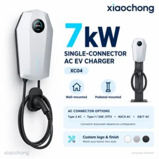 7kW XC04 White Wall Mounted AC EV Charger with RFID