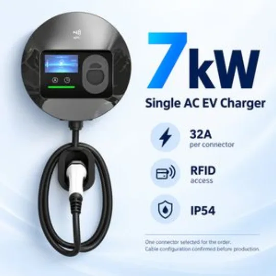 7kW XC09 Round Wall Mounted AC EV Charger with LCD RFID