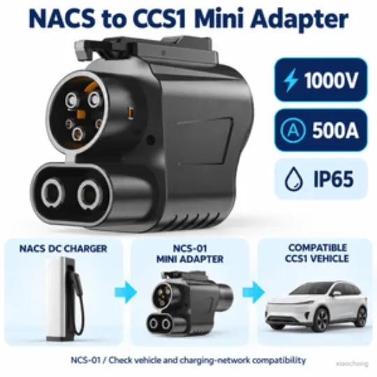 NACS to CCS1 Mini DC Fast Charging Adapter 500A 1000V IP65 NCS-01
