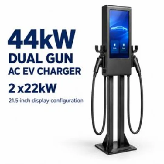 44kW Dual Gun AC EV Charger 21.5 Inch Touchscreen Station