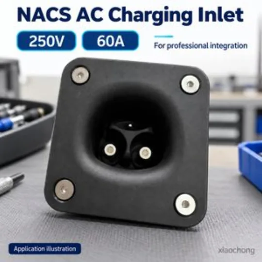250V 60A Nacs EV Charging Inlet Female AC Connector for Electric Vehicles