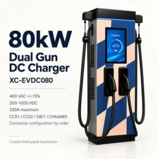 80kW Dual Gun Floor Mounted DC EV Charger Dynamic Power Allocation