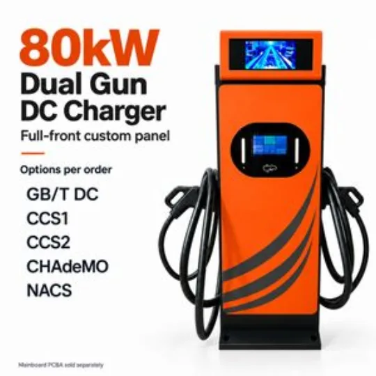 80kW Dual Gun Floor Mounted DC EV Charger Advertising Screen Station