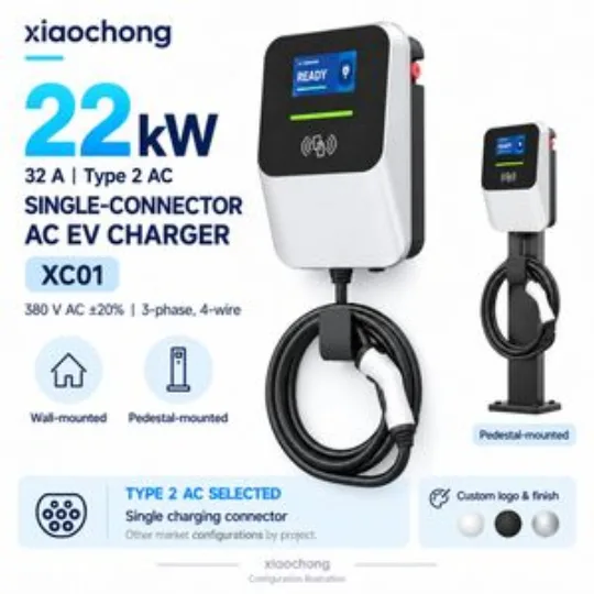 22kw AC EV Charger 32A Type 2 Three Phase Wallbox
