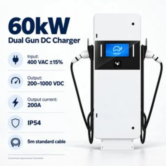 60kW Dual Gun DC EV Charger Custom Panel Charging Station