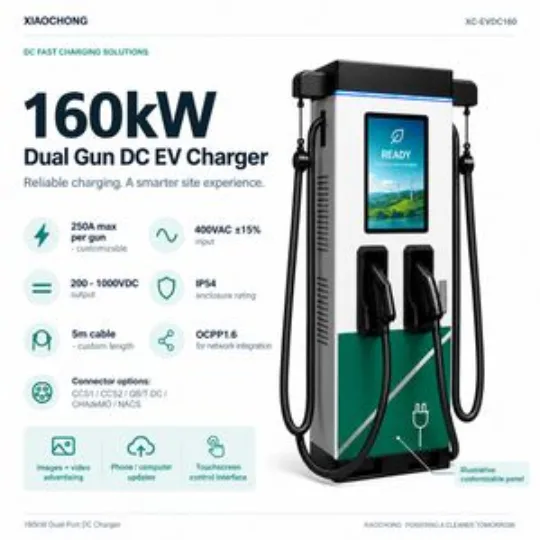 160kW Dual Gun DC EV Charger 250A OCPP Commercial Charging Station