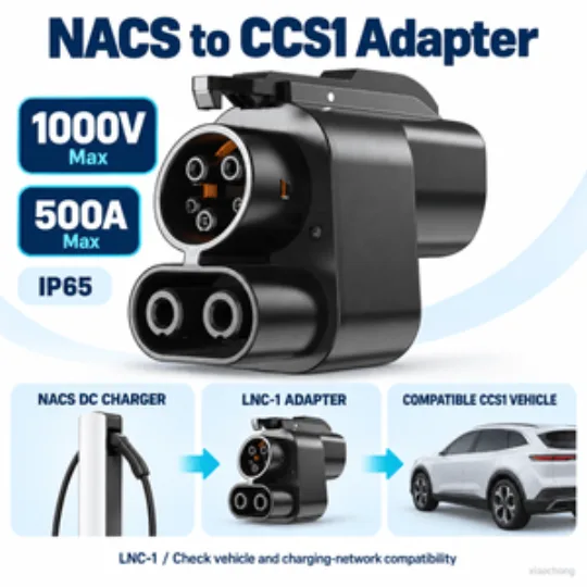 NACS to CCS1 DC Fast Charging Adapter 500A 1000V IP65 LNC-1