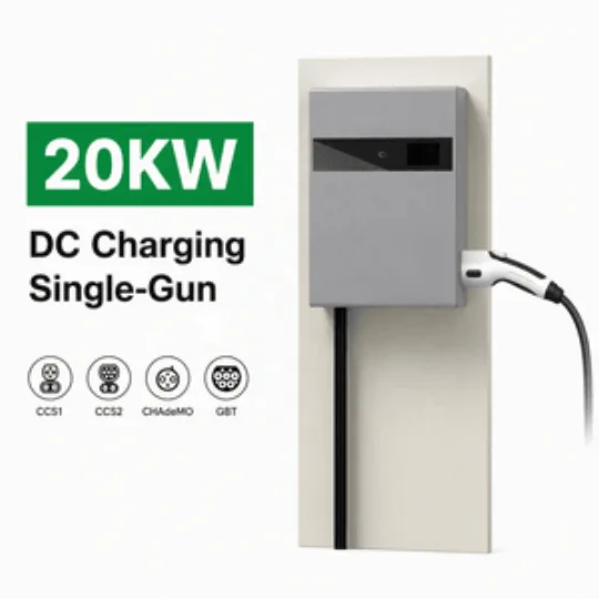 20kW Wall Mounted DC EV Charger CCS2 GB/T Charging Station OCPP 1.6J