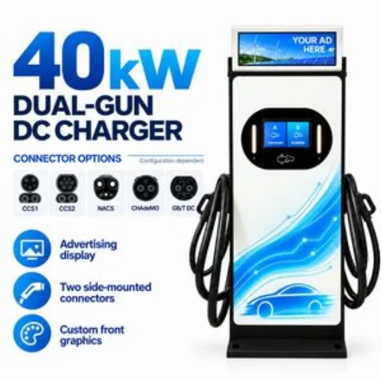 40kW Dual Gun DC EV Charger with Advertising Screen Charging Station