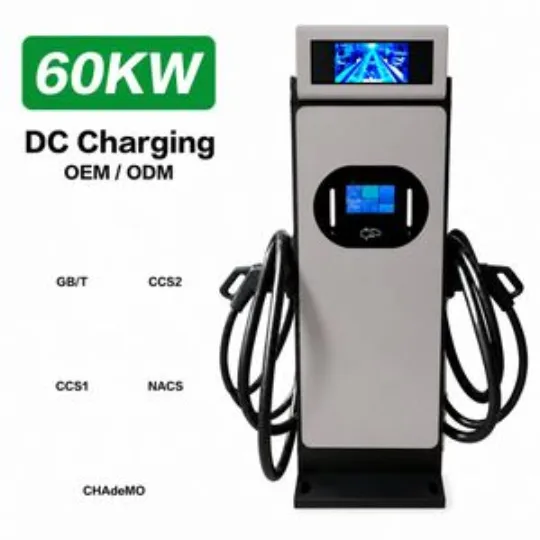 60kW Gray Dual Gun DC EV Charger with Advertising Screen Charging Station