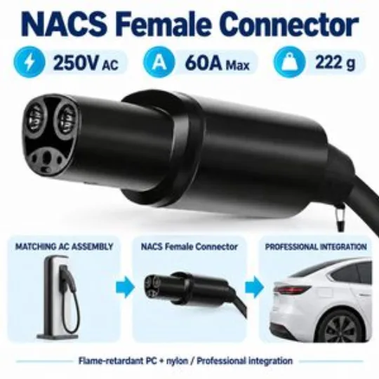 Nacs AC Female Connector 250V 60A PC Nylon Assembly Component