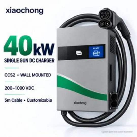 40kW Single Gun CCS2 DC Charger Wall Mounted Custom Panel Charging Station