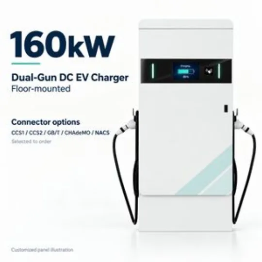 160kW Dual Gun DC EV Charger Commercial Parking LCD RFID