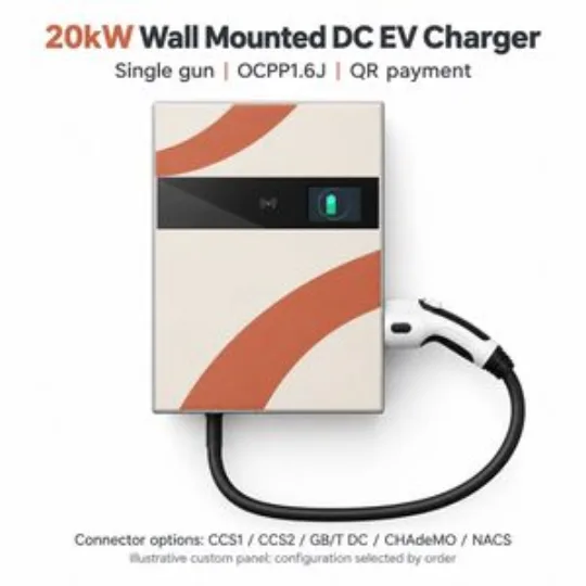 20kW Wall Mounted DC EV Charger OCPP QR Home Charging