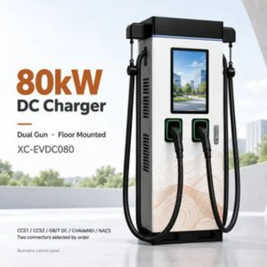 80kW Dual Gun Floor DC Charger Advertising Screen Business Parking