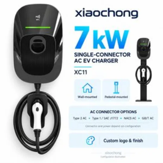 7kW XC11 Wall Mounted AC EV Charger with LCD RFID