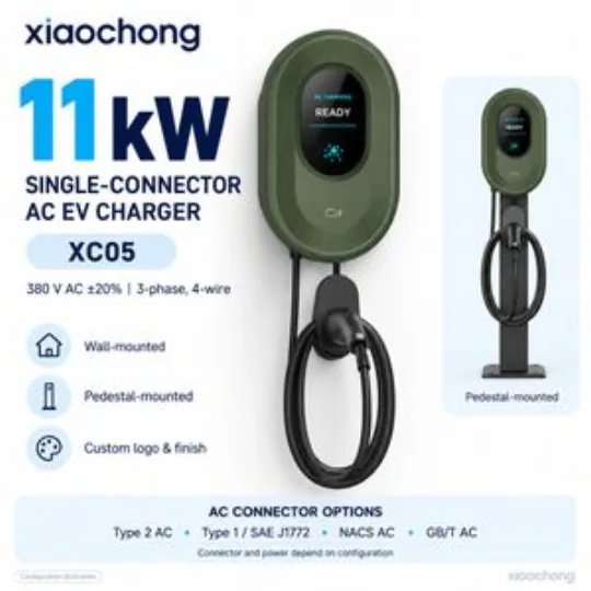 11kw Three Phase AC EV Charger Wallbox LCD RFID Home Charging
