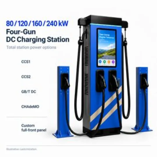 80-240kW Four Gun Floor Mounted DC EV Charger OCPP Charging Station