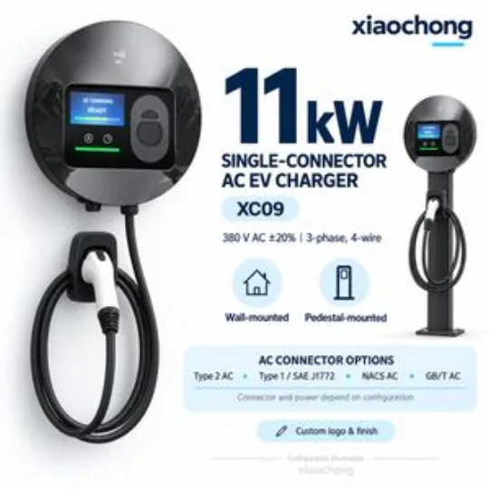 11kw Single AC EV Charger Round Wallbox NFC RFID Office Parking