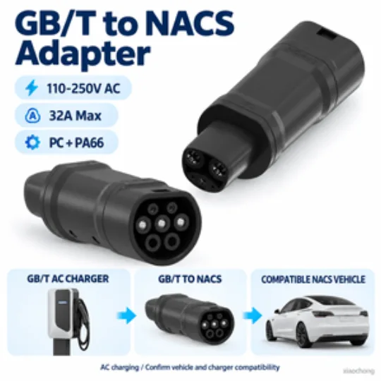GB/T to Nacs EV Charging Adapter 32A 110-250V AC