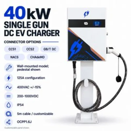 40kW Wall Mounted Single Gun DC EV Charger OCPP Charging Station