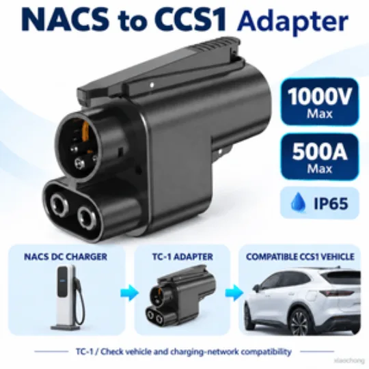 NACS to CCS1 DC Fast Charging Adapter 500A 1000V IP65 TC-1