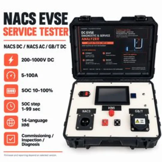 Nacs GB/T Evse Service Tester 200-1000V 5-100A Portable Case