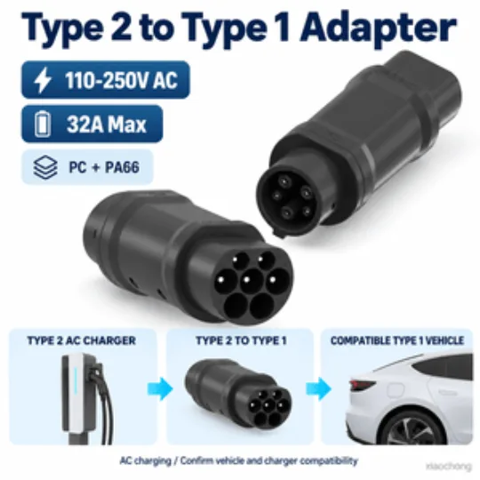 Type 2 Charger Adapter for J1772 Vehicles 32A 266g