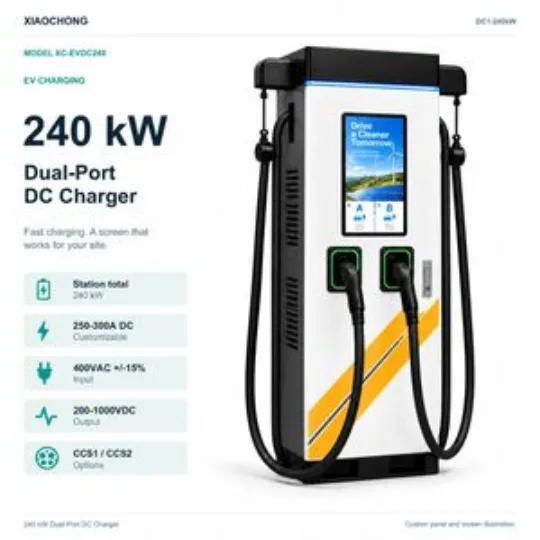 240kW Dual Port DC EV Charger Advertising Screen Amber Custom Panel