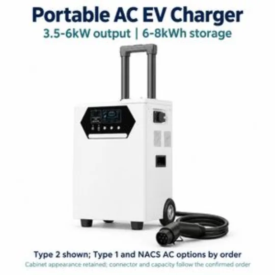3.5-6kW Portable AC EV Charger Trolley 6-8kWh Energy Storage