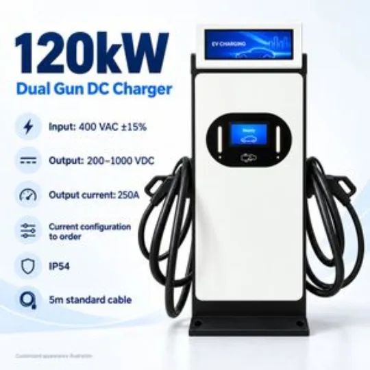 120kW Dual Gun DC EV Charger Advertising Screen Custom Panel Station