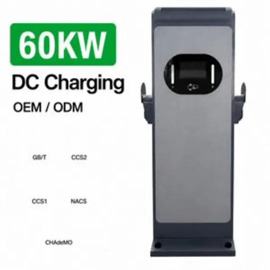 60kW Gray V1 Dual Gun DC EV Charger LCD RFID Floor Mounted