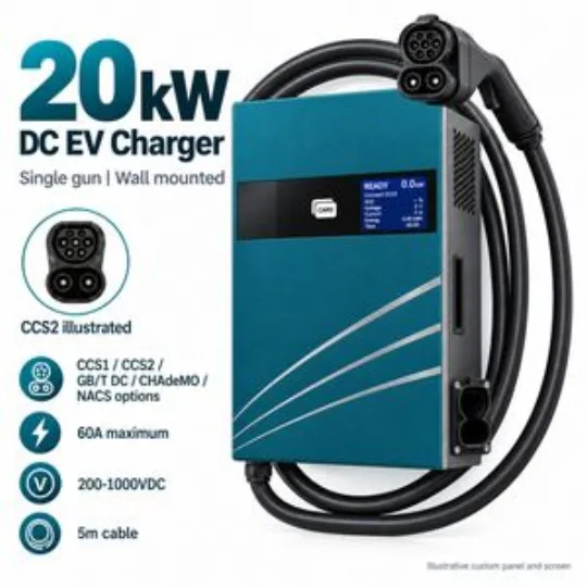 20kW Single Gun Wall Mounted DC EV Charger Commercial Station