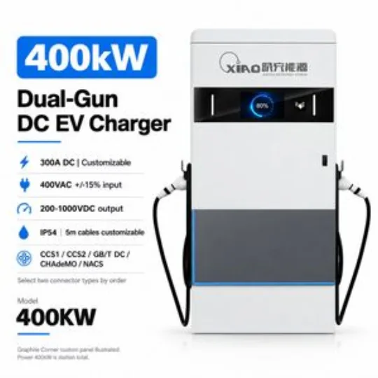 400kW Dual Gun DC EV Charger 300A Highway Graphite Custom Panel