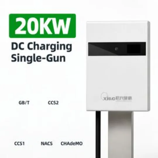 20kW White Wall Mounted DC EV Charger Single Gun LCD RFID