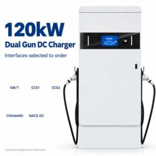120kW Wide Cabinet Dual Gun DC EV Charger 250A LCD RFID