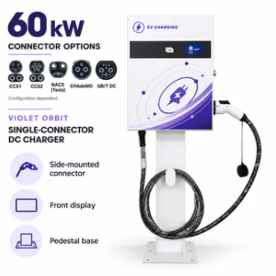 60kW Single Gun DC EV Charger with Pedestal Charging Station