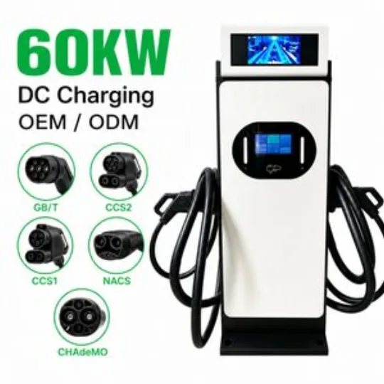 60kW Dual Gun DC EV Charger with Advertising Screen Charging Station