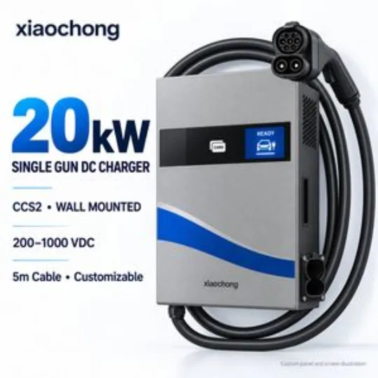 20kW Single Gun CCS2 DC Charger Wall Mounted Custom Panel Charging Station
