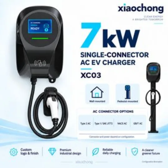 7kW XC03 Wall Mounted AC EV Charger with LCD RFID