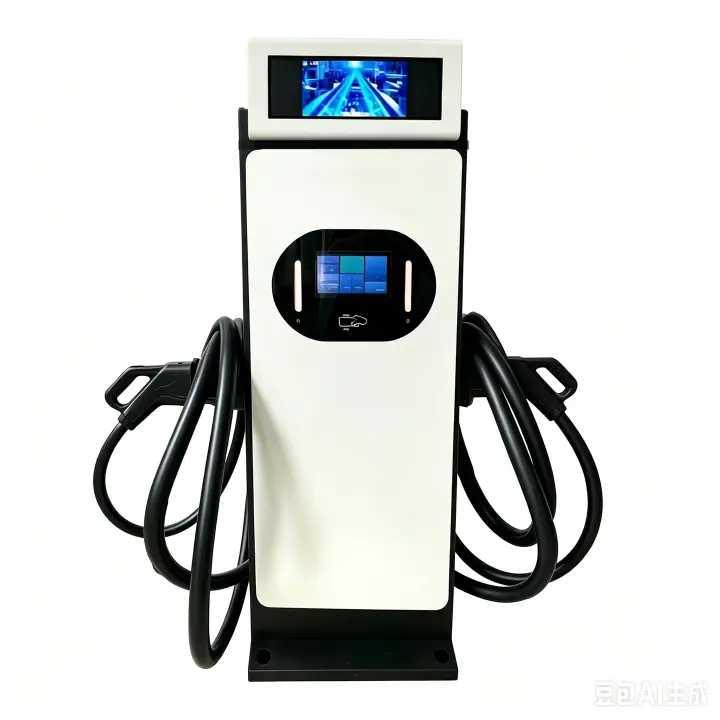 60kW white advertising-screen dual-gun DC charger